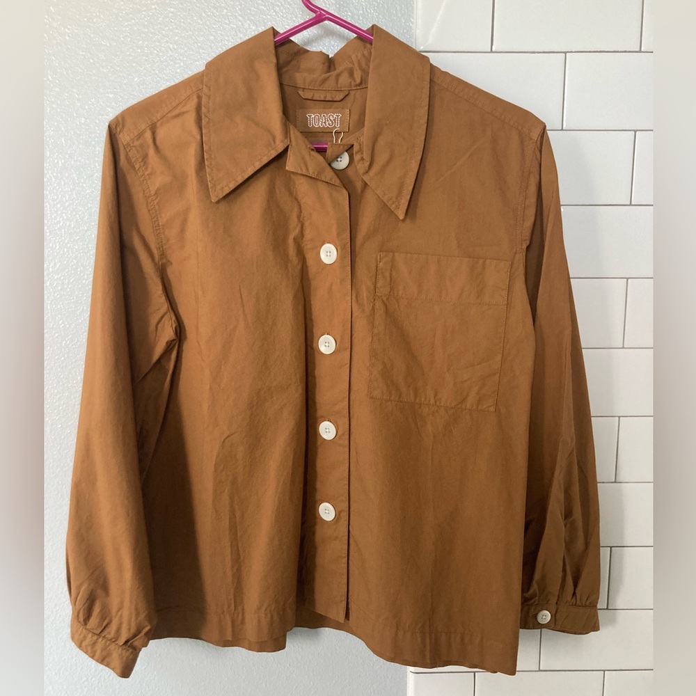 TOAST NWT Poplin Patch Pocket Shirt | Tawny brown | Sz UK 10 / US 6